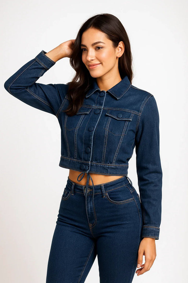 Jaqueta Jeans Feminina Cropped sol - Leon Elegance