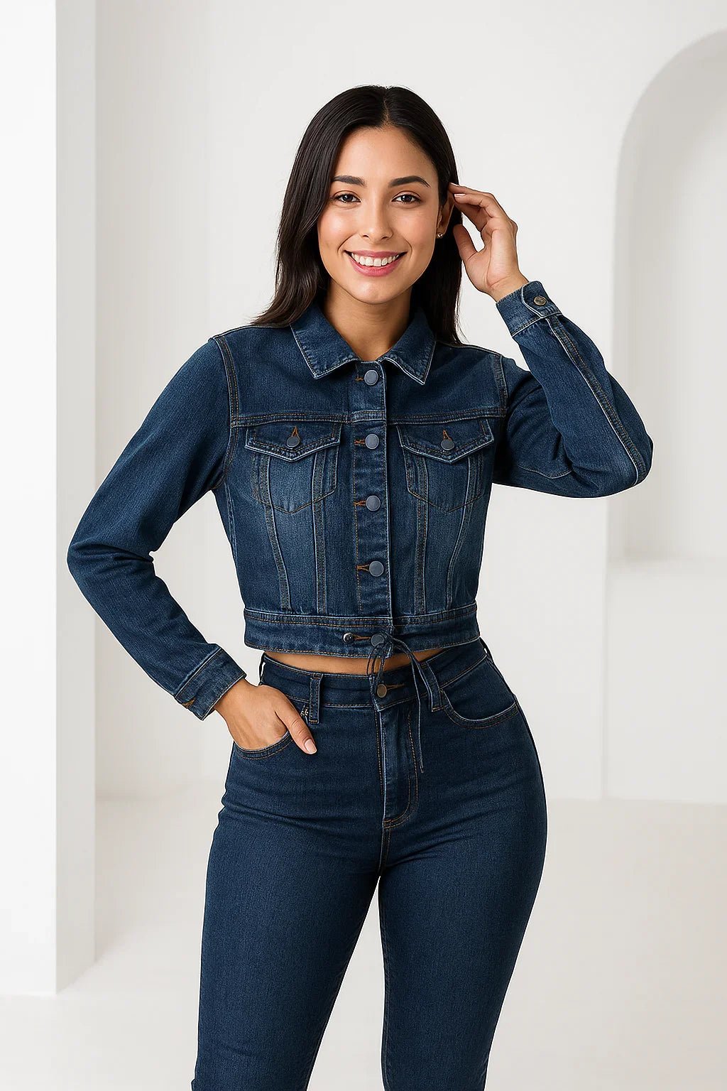 Jaqueta Jeans Feminina Cropped sol - Leon Elegance