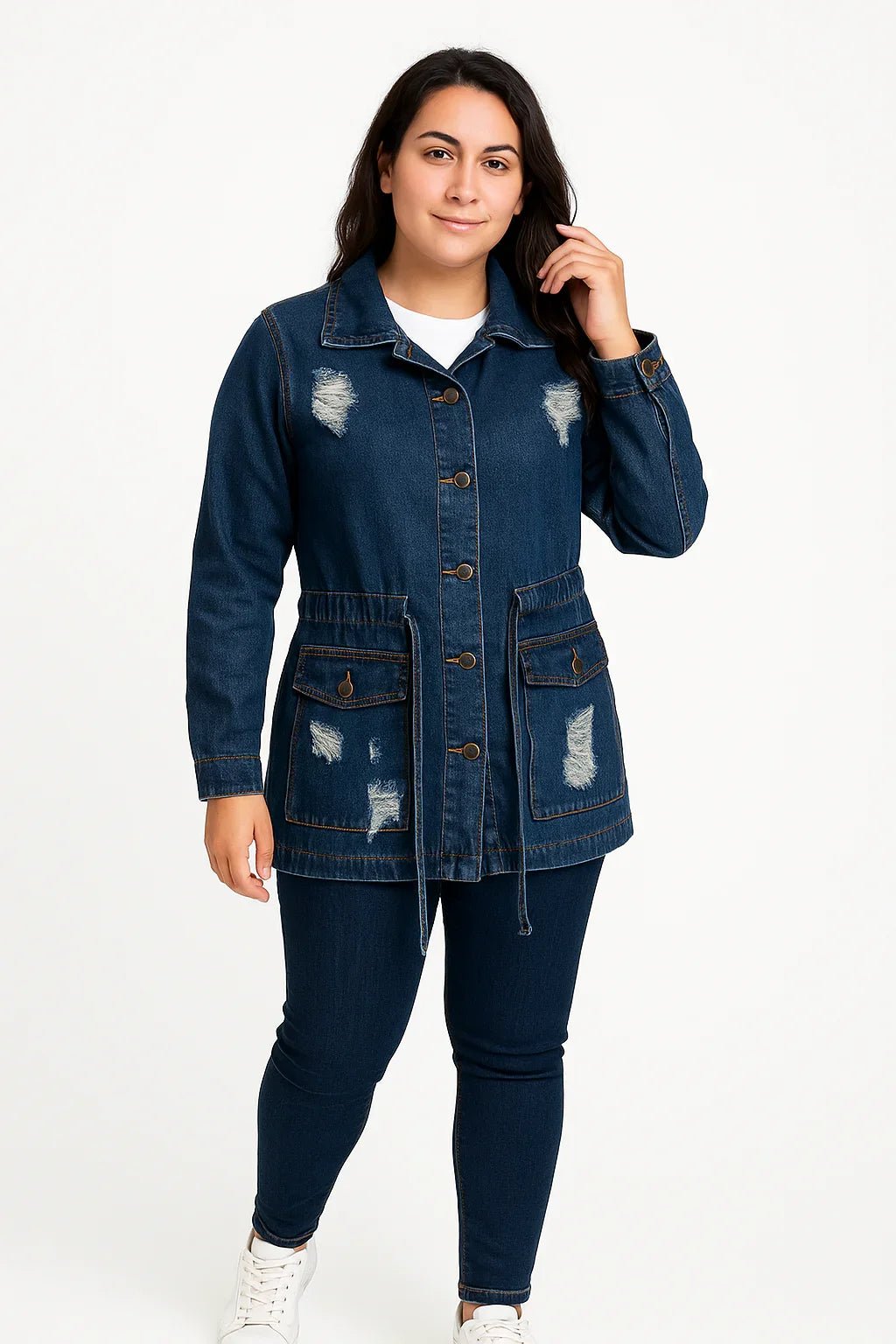 Jaqueta Jeans Feminina Parka Alongada Leon - Leon Elegance