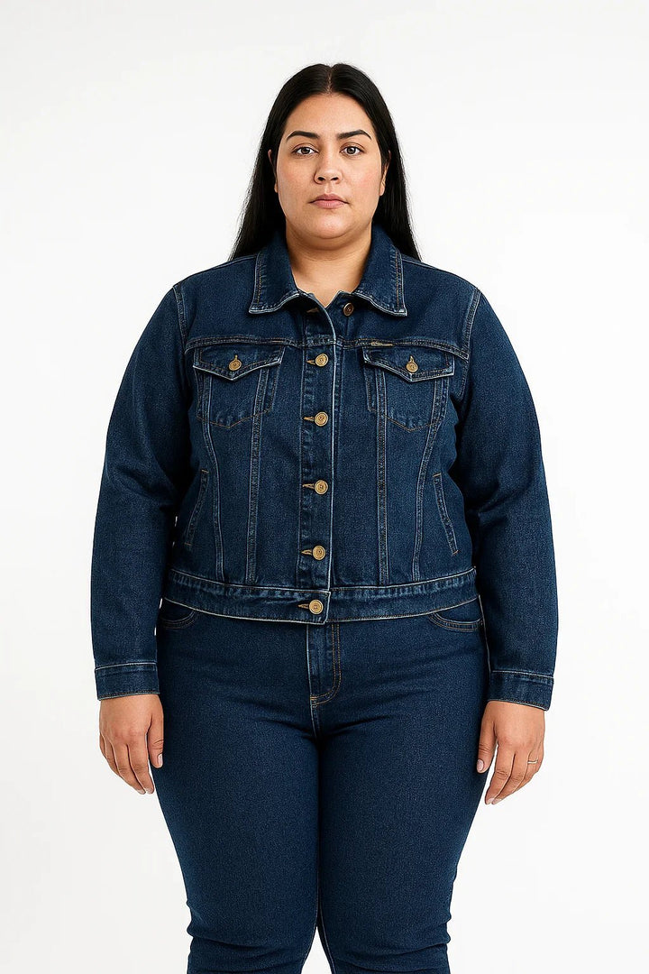 Jaqueta Jeans Feminina R19 Azul Escuro - Leon Elegance