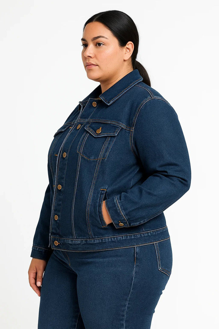 Jaqueta Jeans Feminina R19 Azul Escuro - Leon Elegance
