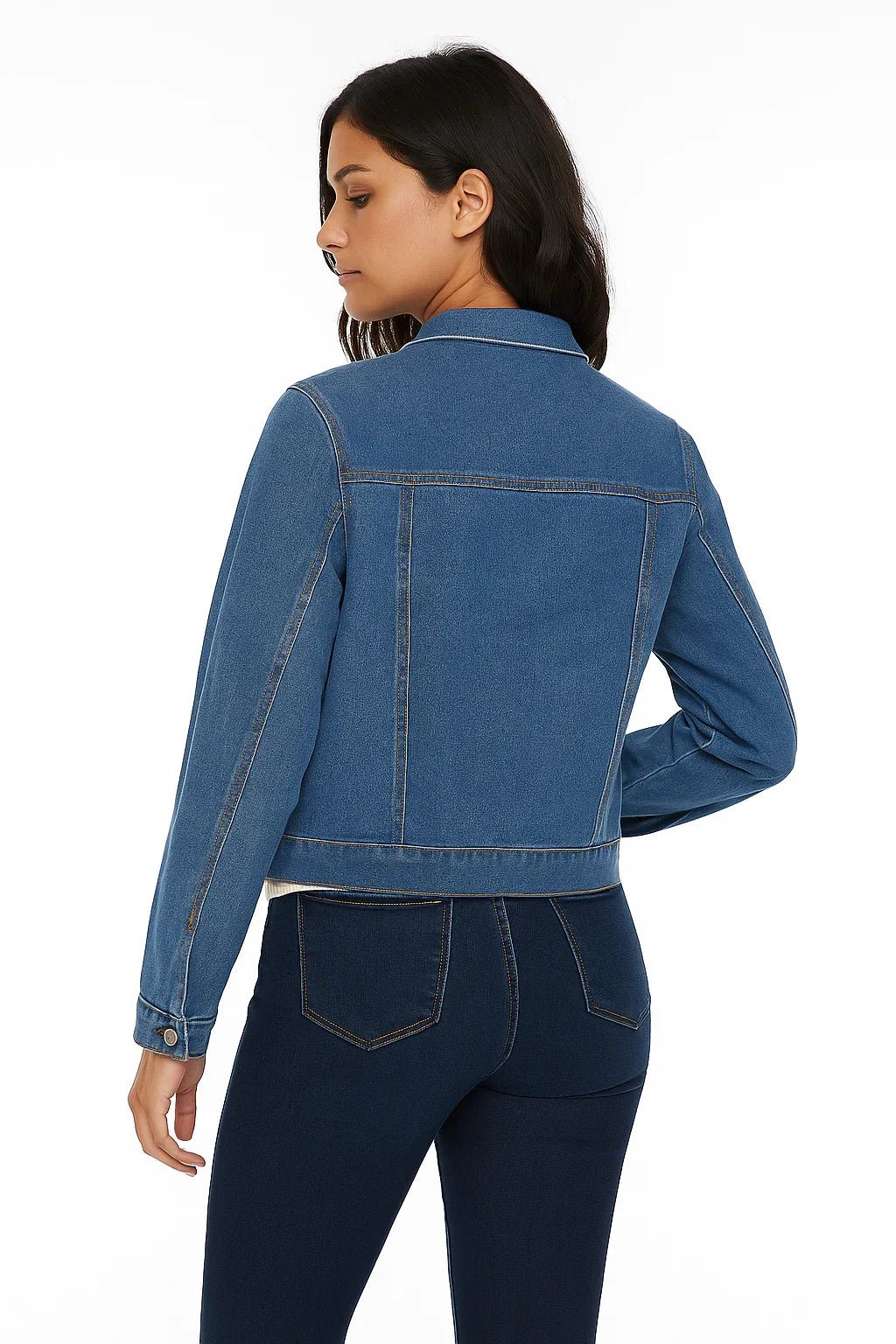 Jaqueta Jeans Feminina Tradicional Azul Média - Leon Elegance