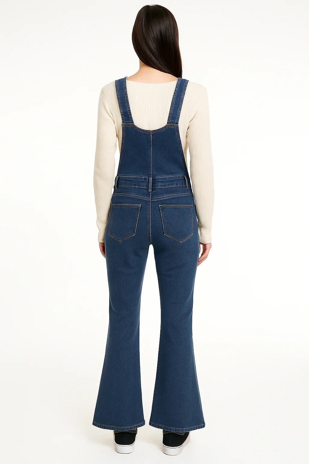 Jardineira Jeans Flare Azul Média Leon - Leon Elegance