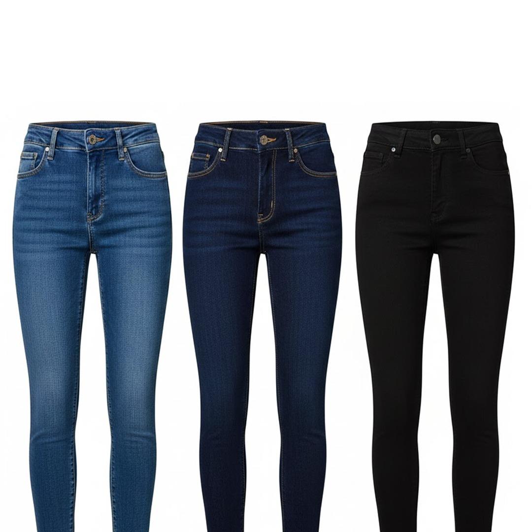 Kit 3 Calças Jeans Femininas Sortidas Skinny Cintura Alta Super Stretch - Leon Elegance