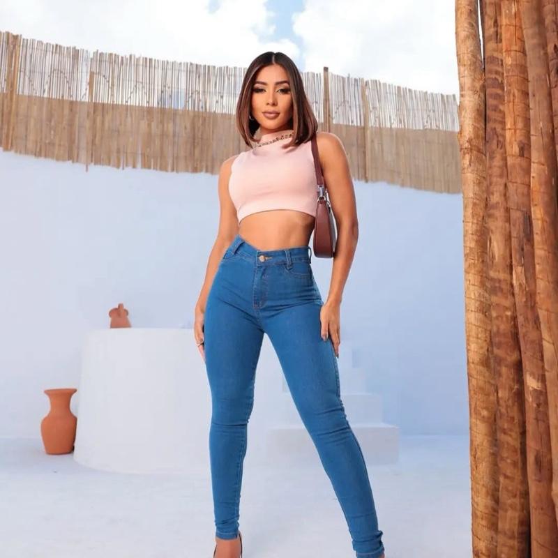 Kit 3 Calças Jeans Femininas Sortidas Skinny Cintura Alta Super Stretch - Leon Elegance