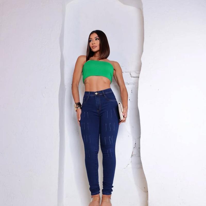 Kit 3 Calças Jeans Femininas Sortidas Skinny Cintura Alta Super Stretch - Leon Elegance