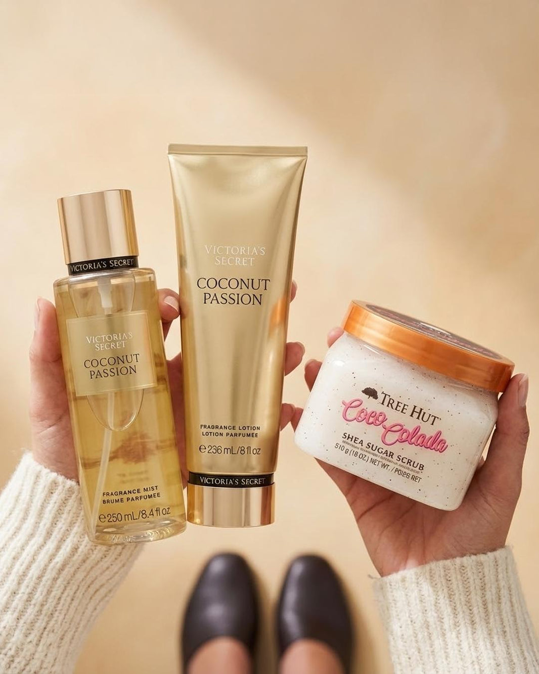 Kit Coconut 100% Original: Body Splash 250ml, Loção Hidratante e Esfoliante para Cuidado Corporal Completo - Leon Elegance