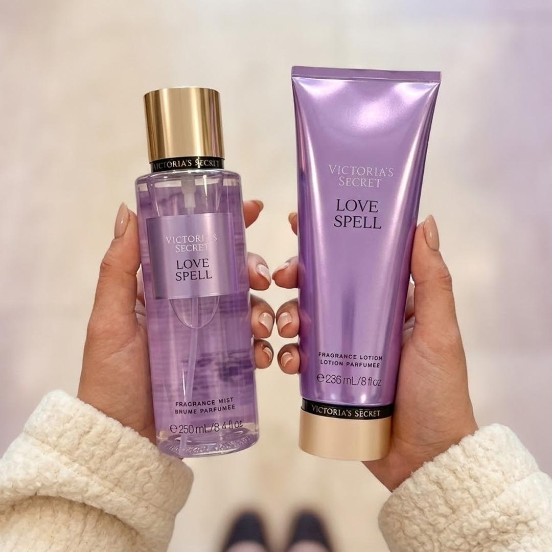 Kit LoveSpell 100% Original: Body Splash 250ml, Loção Hidratante e Esfoliante para Cuidado Corporal Completo - Leon Elegance
