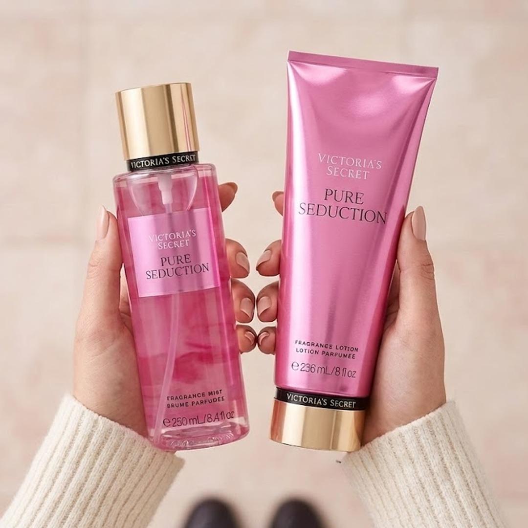 Kit Pure Seduction 100% Original: Body Splash 250ml, Loção Hidratante e Esfoliante para Cuidado Corporal Completo - Leon Elegance