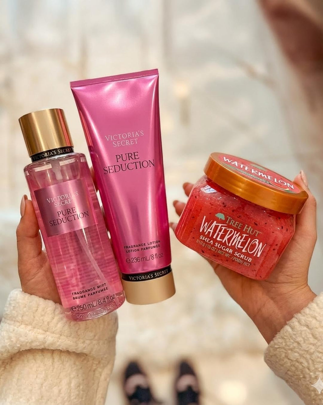 Kit Pure Seduction 100% Original: Body Splash 250ml, Loção Hidratante e Esfoliante para Cuidado Corporal Completo - Leon Elegance