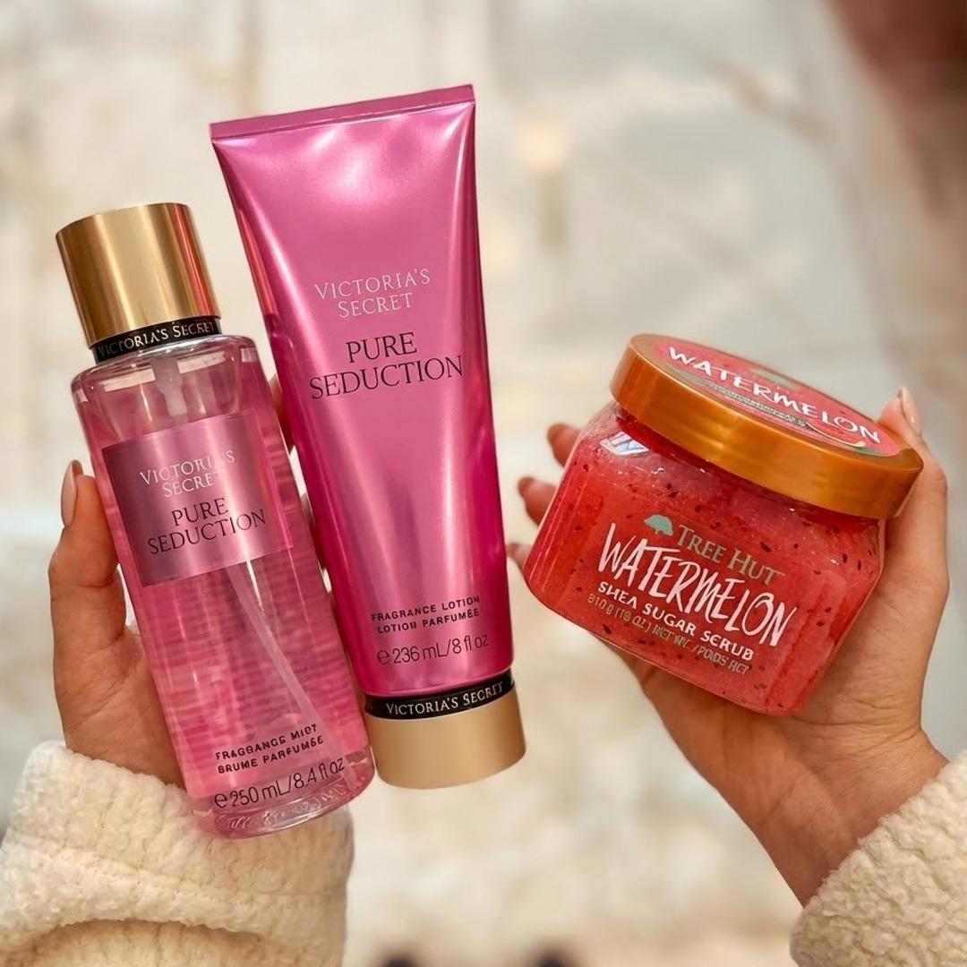 Kit Pure Seduction 100% Original: Body Splash 250ml, Loção Hidratante e Esfoliante para Cuidado Corporal Completo - Leon Elegance