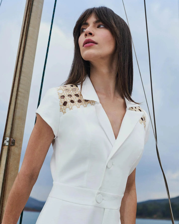 Macacão Branco Tufi Duek com Detalhe Vazado nos Ombros - Leon Elegance