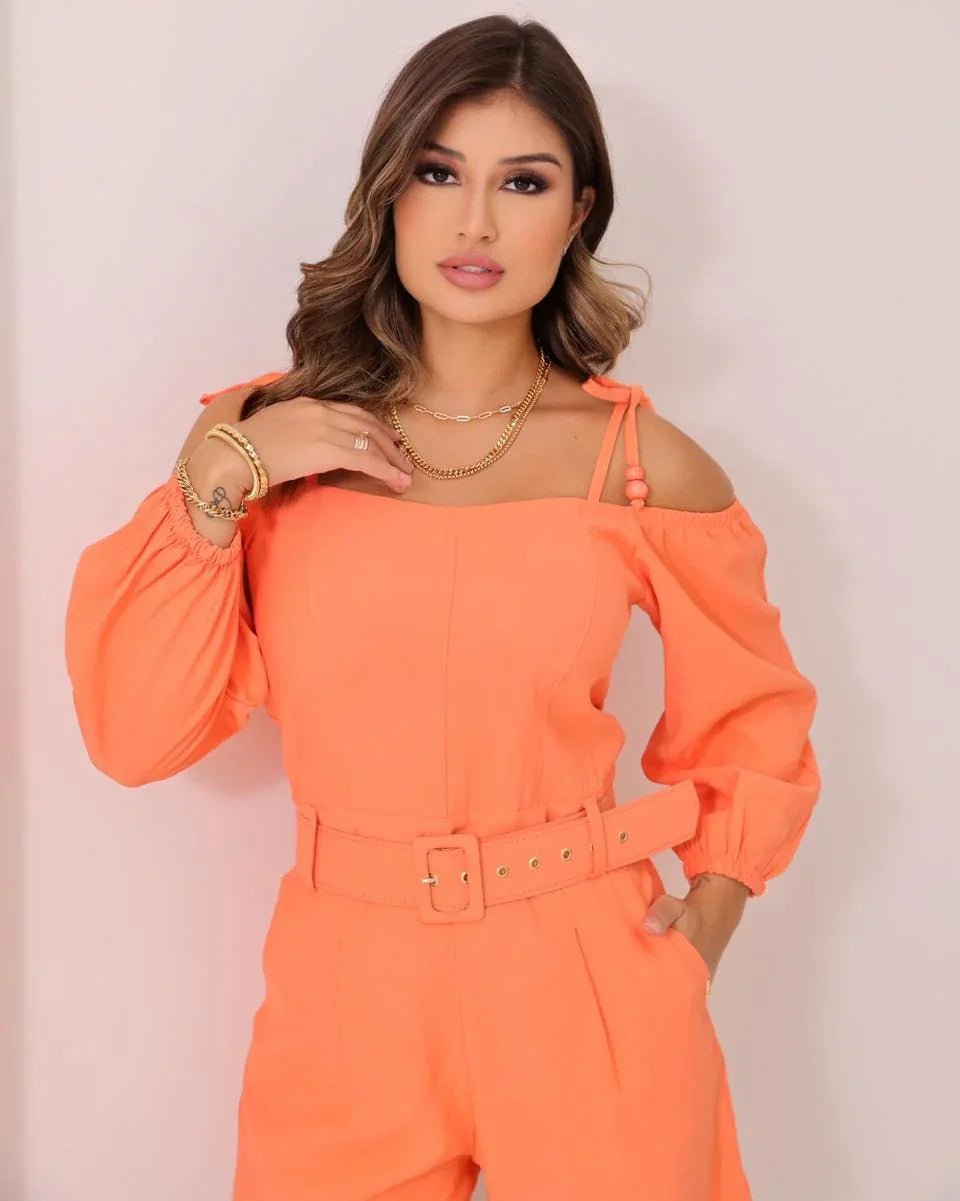 Macaquinho Ombro a Ombro com Cinto - Leon Elegance