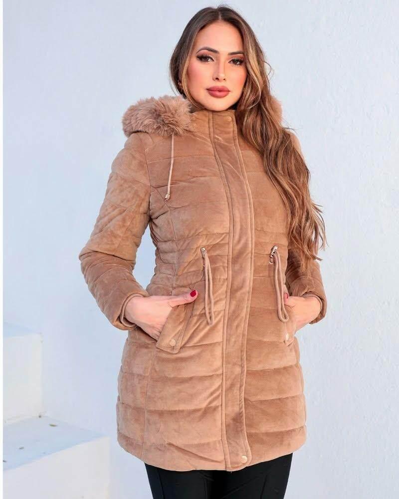 Parka Feminina Grossa Forrada Com Capuz Leon - Leon Elegance