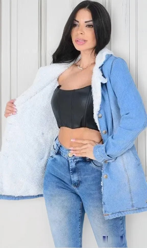 Parka Jeans Com Pelinhos sol - Leon Elegance