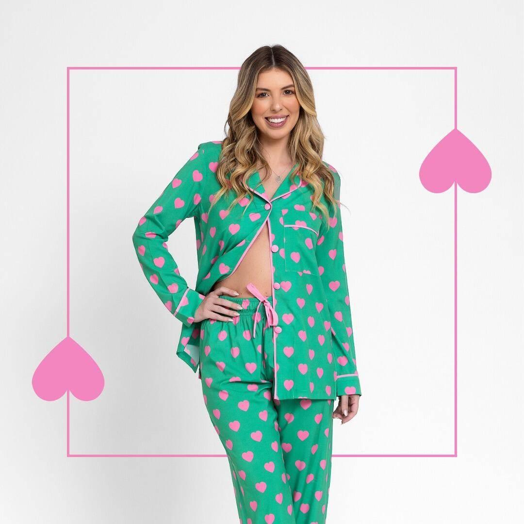 Pijama Longo Coração Pij Ame Se Leon - Leon Elegance