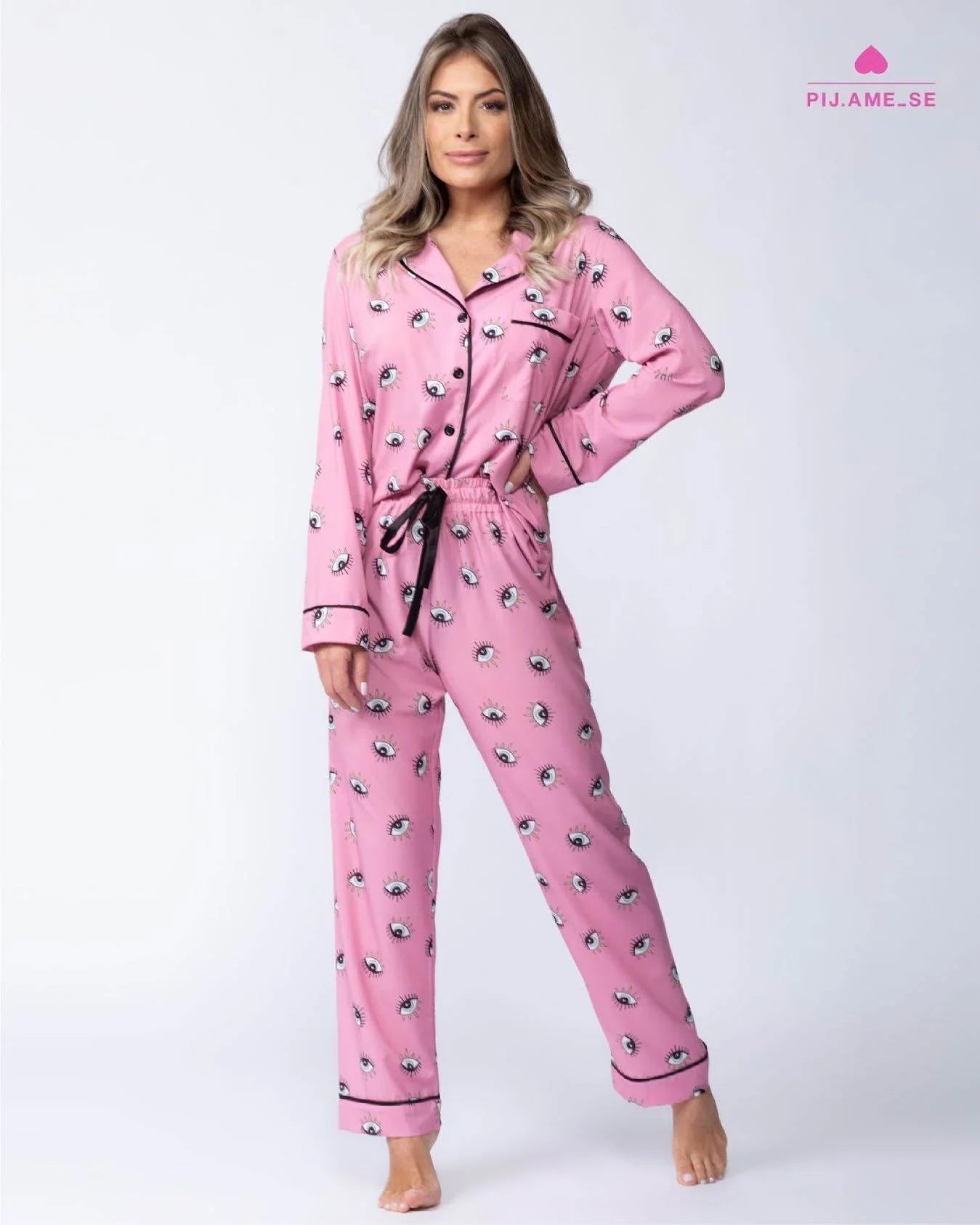 Pijama Longo Love Olhares Leon - Leon Elegance