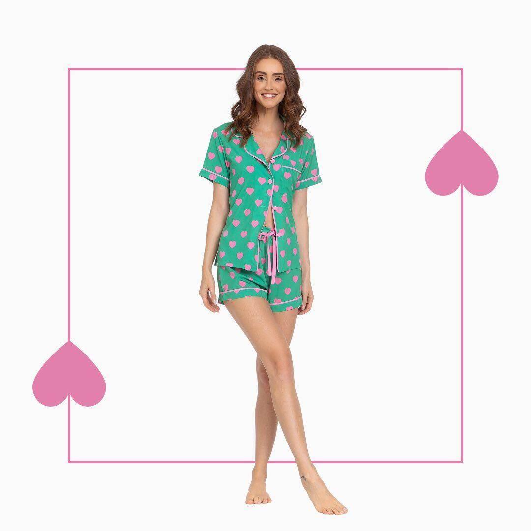 Pijama Shorts Love Corações Pijame Se Leon - Leon Elegance