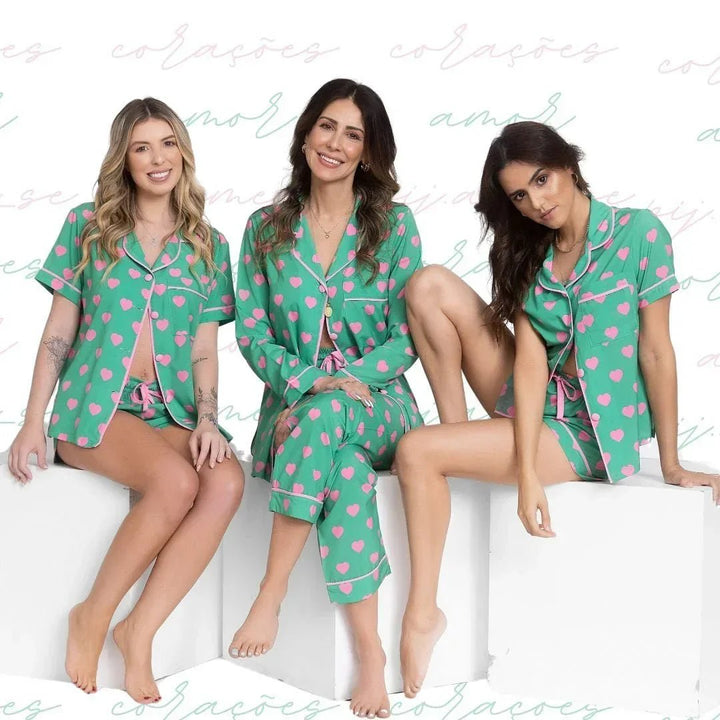 Pijama Shorts Love Corações Pijame Se Leon - Leon Elegance