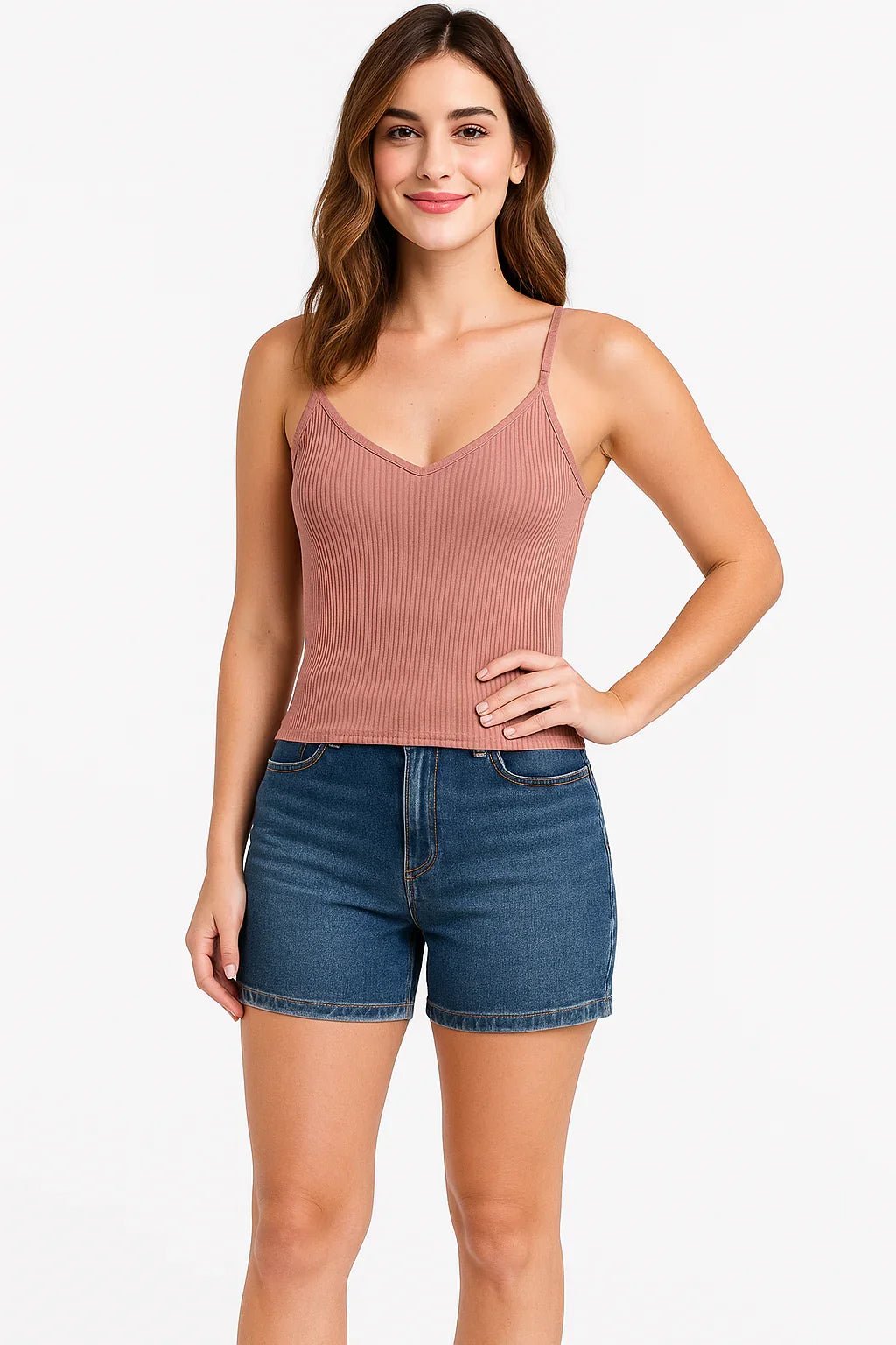 Regata Feminina K2B Canelada Rosé com Alças Finas - Leon Elegance