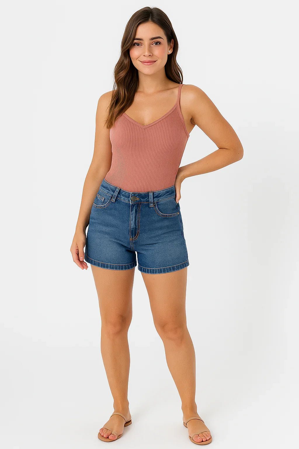 Regata Feminina K2B Canelada Rosé com Alças Finas - Leon Elegance