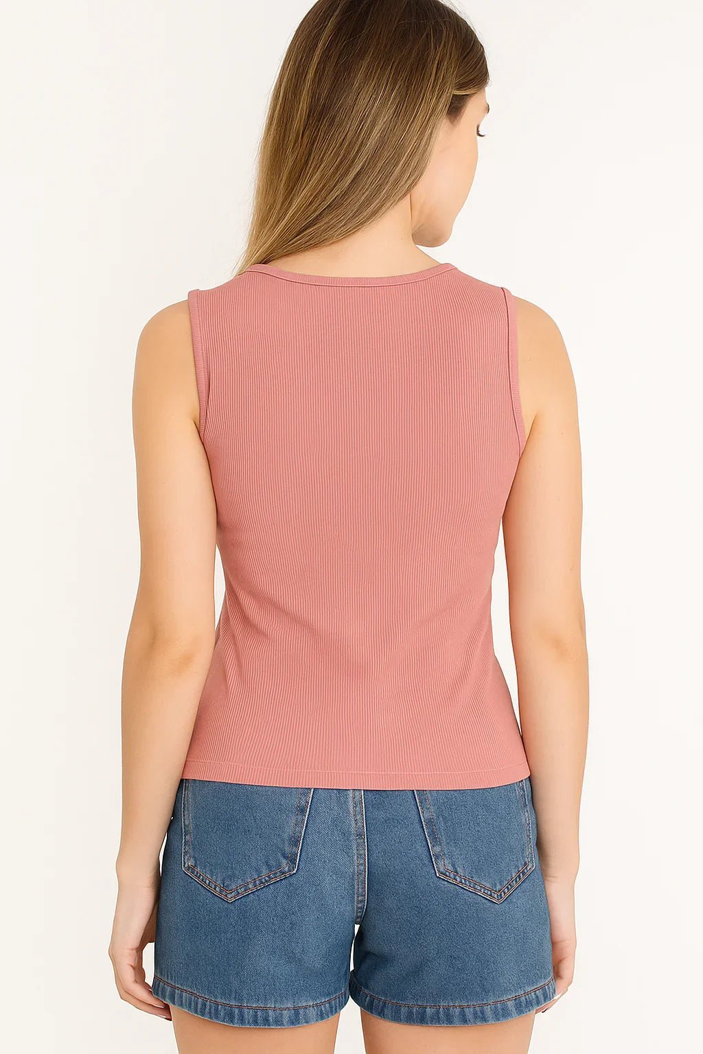 Regata Feminina K2B Canelada Rosé Decote V - Leon Elegance