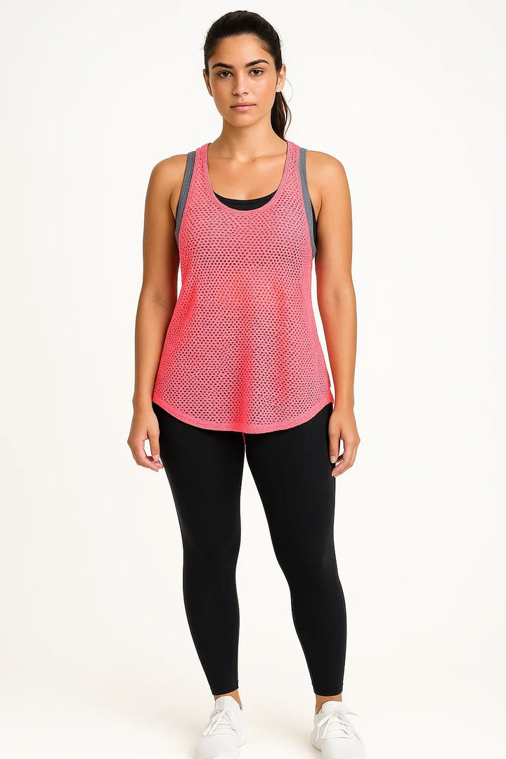 Regata Fitness Rosa Tela Vazado K2B - Leon Elegance