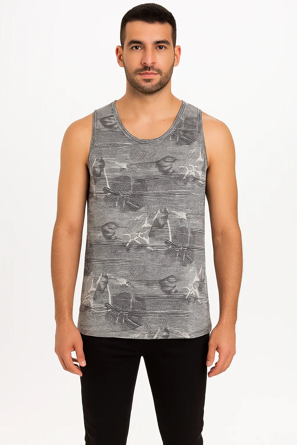 Regata Masculina Esportiva Cinza Estampada - Leon Elegance