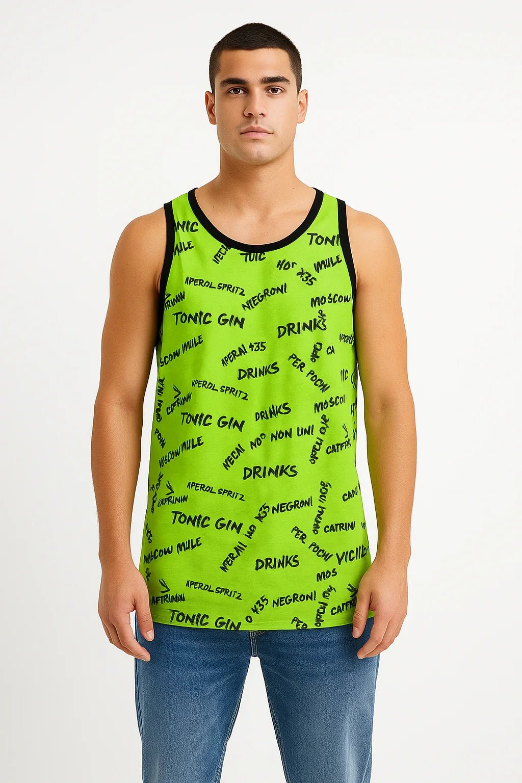 Regata Masculina Esportiva Verde Neon Drinks - Leon Elegance