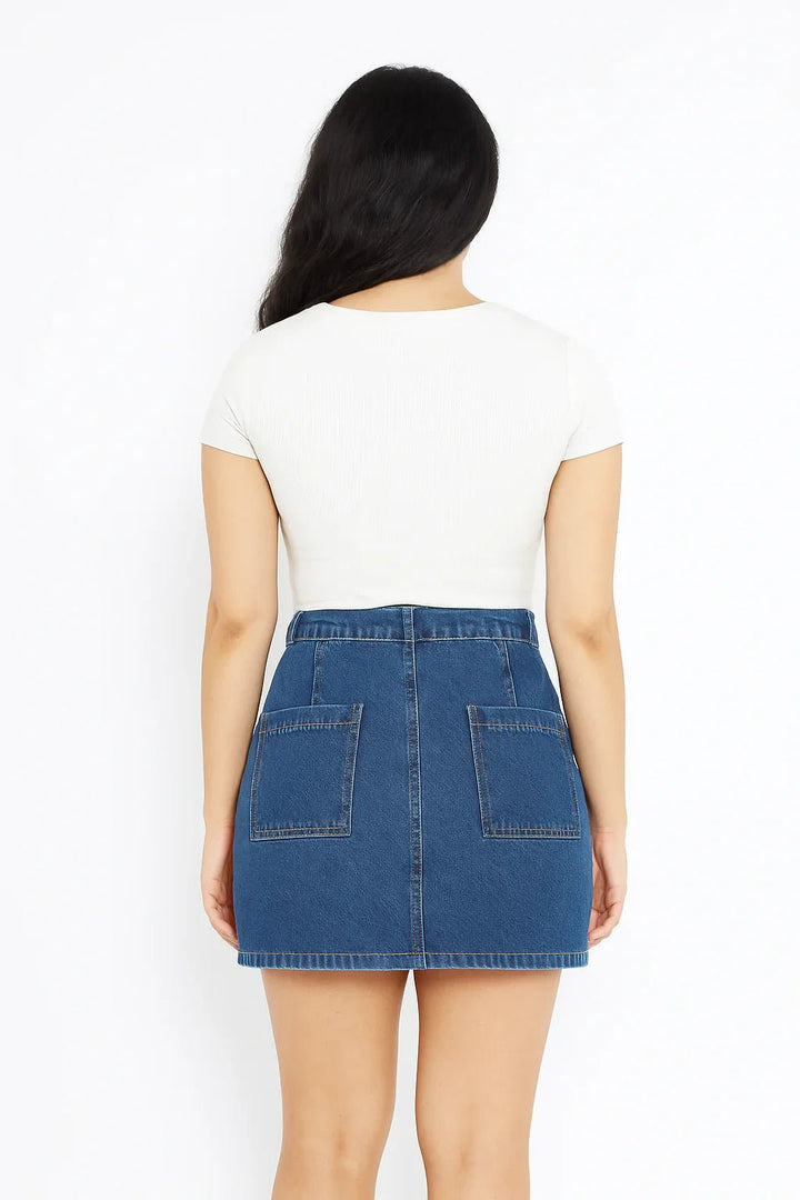 Saia Jeans Feminina Mini Azul Média sawary - Leon Elegance