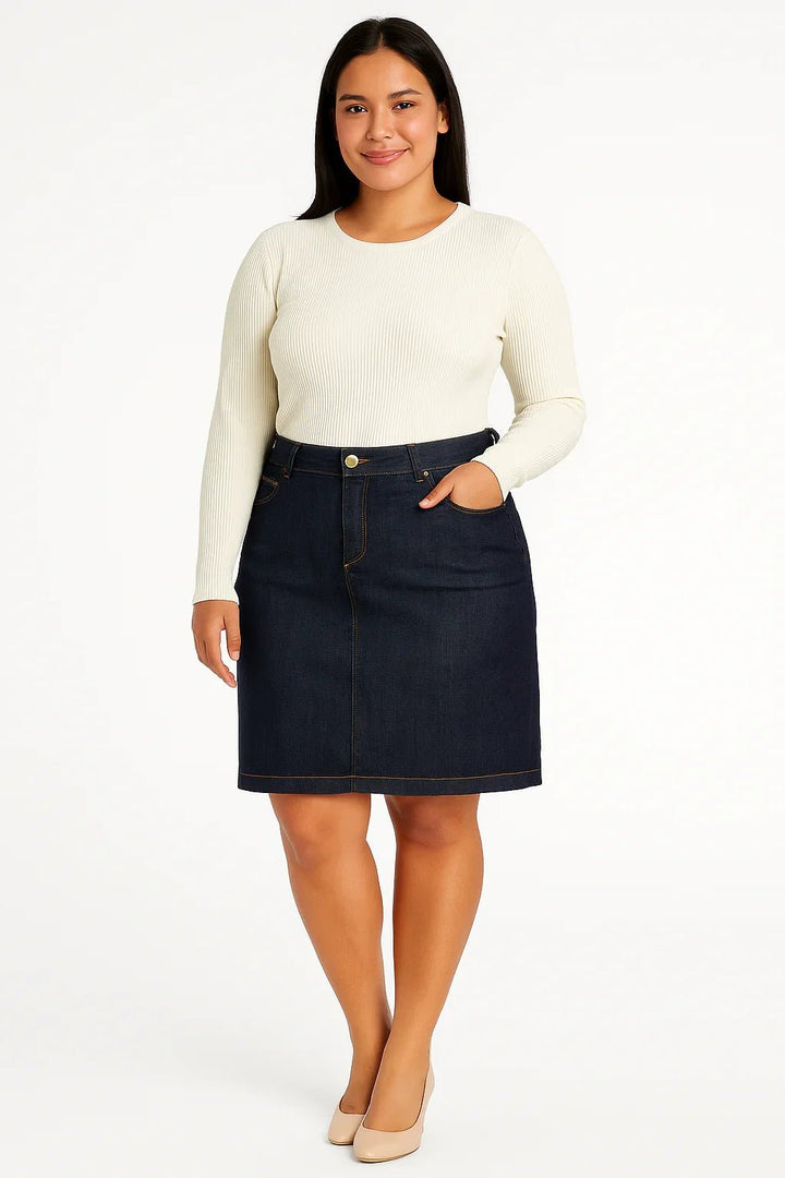 Saia Jeans Feminina R19 Azul Escuro - Leon Elegance