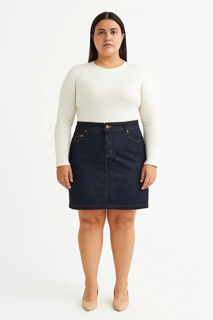 Saia Jeans Feminina R19 Azul Escuro - Leon Elegance