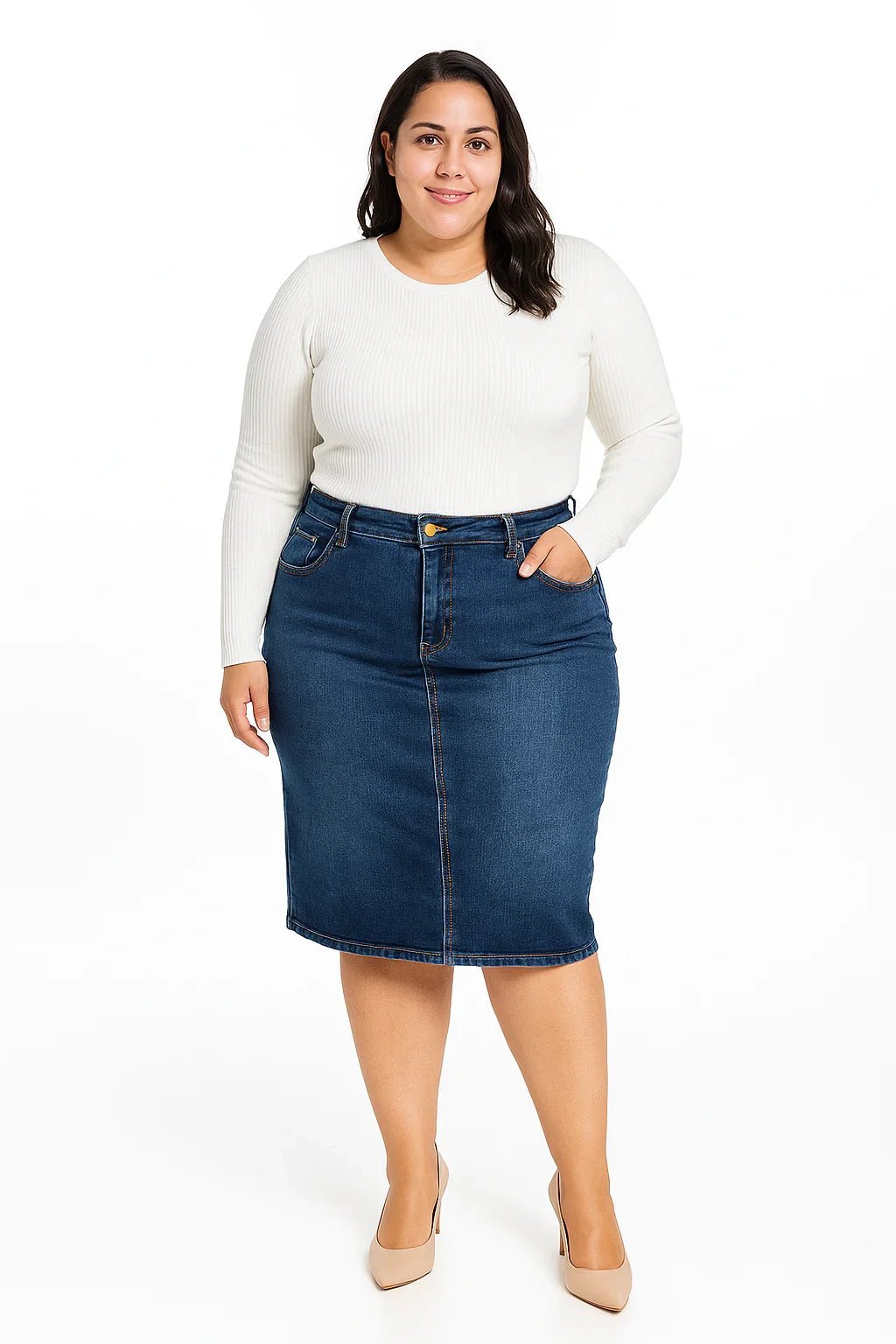 Saia Jeans Feminina R19 Azul Médio - Leon Elegance