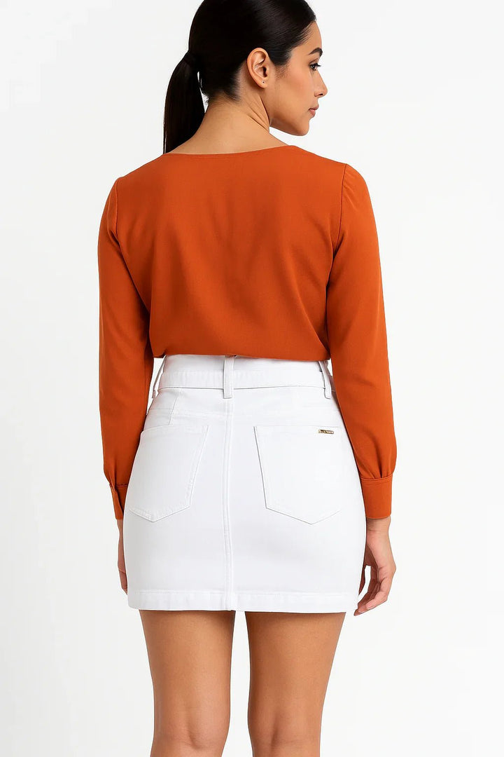 Saia Klepton Feminina Branca com Faixa - Leon Elegance