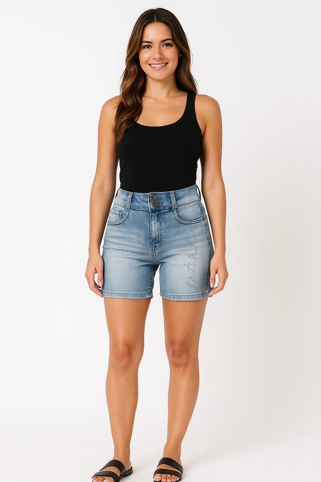 Short Jeans Feminino Pit Bull com Cintura Alta - Leon Elegance