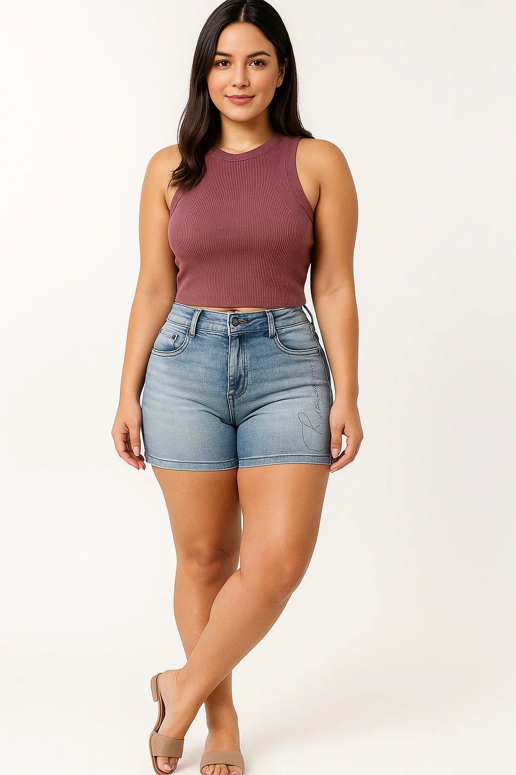 Short Jeans Feminino Pit Bull com Cintura Alta - Leon Elegance