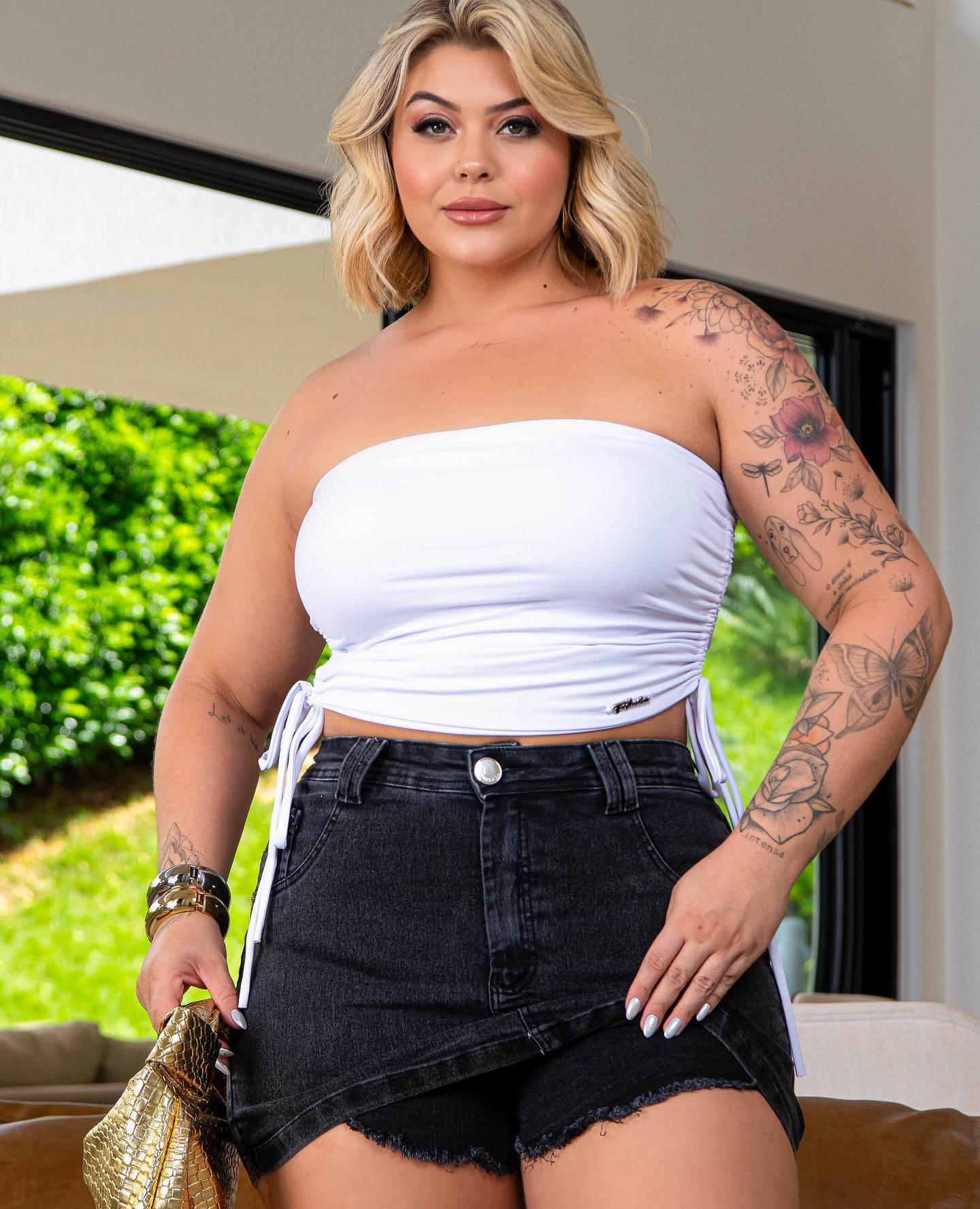 Short Saia Jeans All Black Leon - Leon Elegance