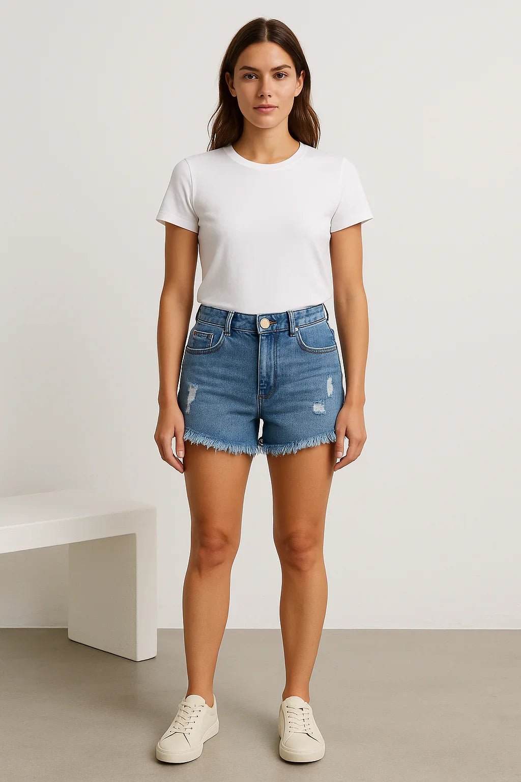 Shorts Destroyed Desfiado Jeans Leon - Leon Elegance