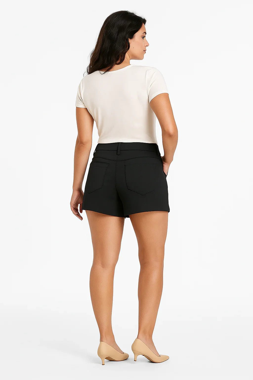 Shorts Feminino Preto Alfaiataria Cintura k2b - Leon Elegance