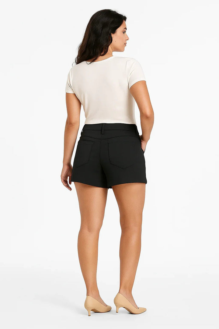 Shorts Feminino Preto Alfaiataria Cintura k2b - Leon Elegance
