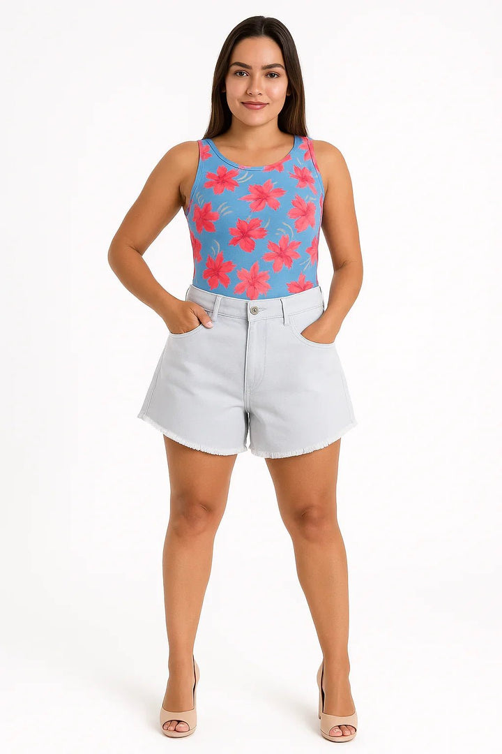 Shorts Jeans Barra Desfiada Gelo sawary - Leon Elegance