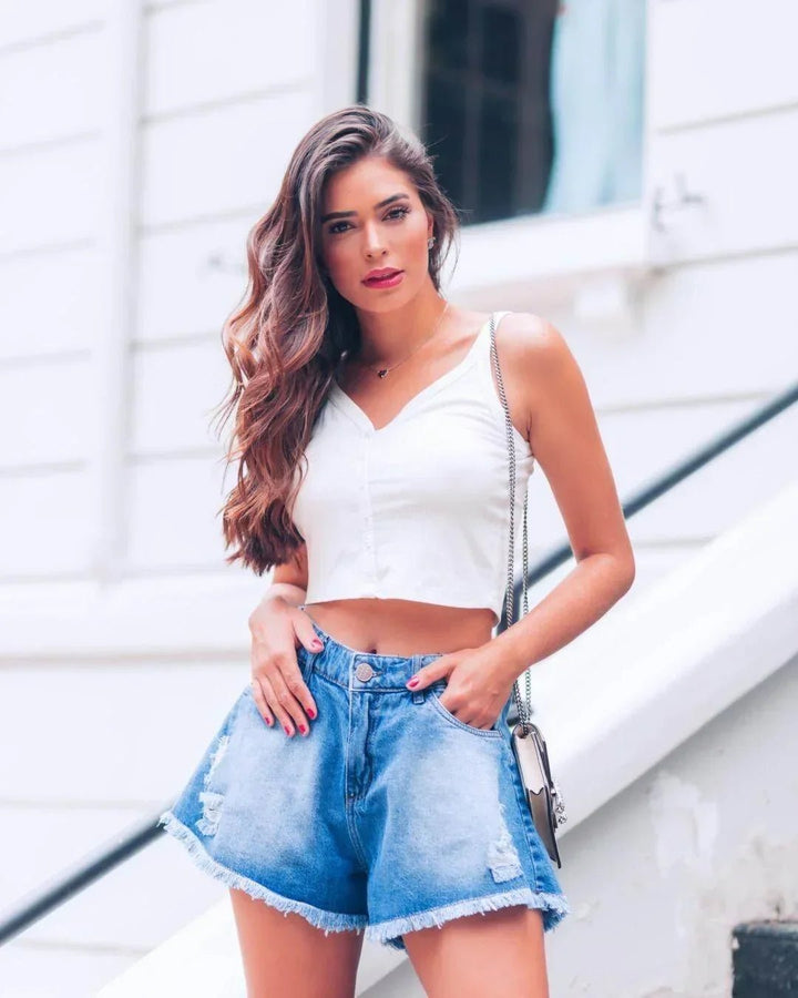 Shorts Jeans Destroyed Godê Leon - Leon Elegance