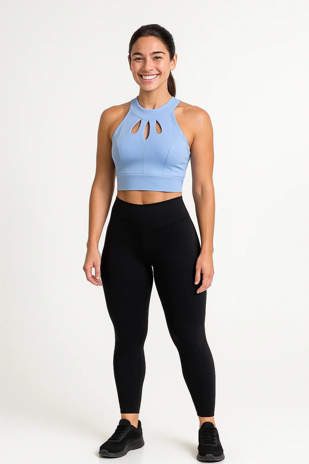 Top Fitness Feminino K2B Azul Recortes - Leon Elegance