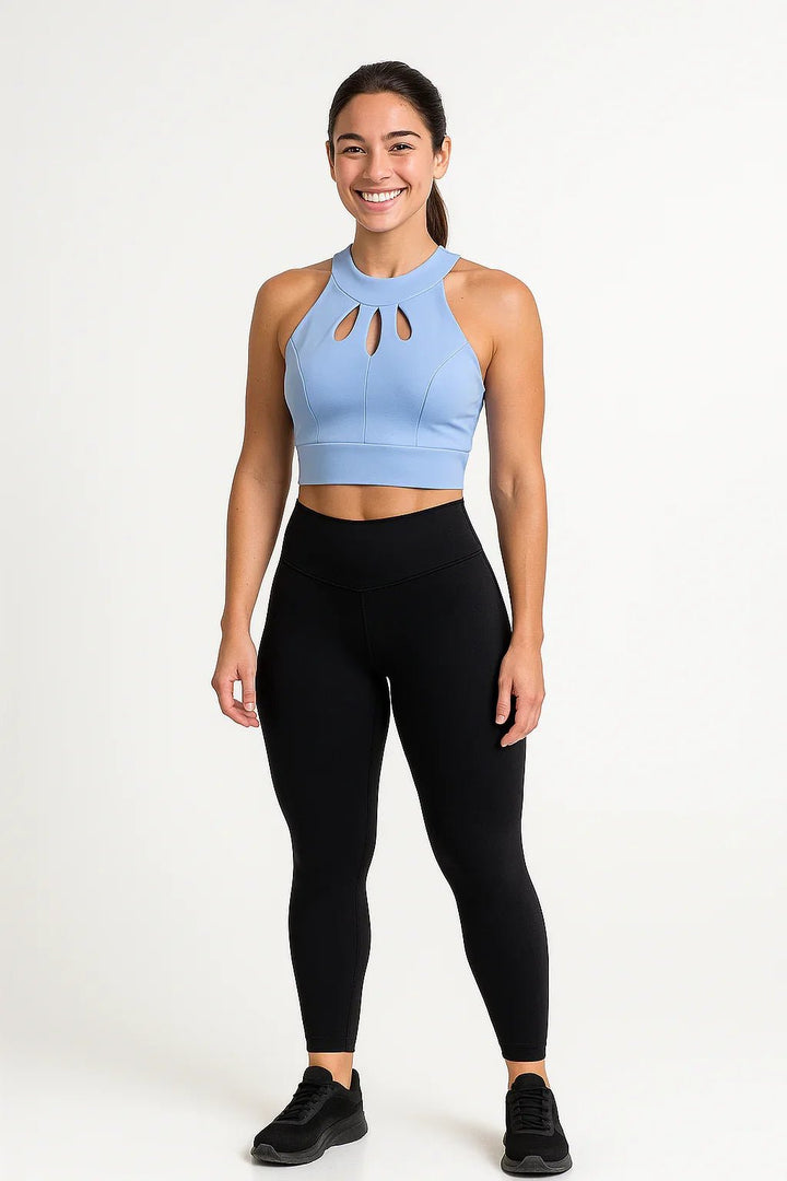 Top Fitness Feminino K2B Azul Recortes - Leon Elegance