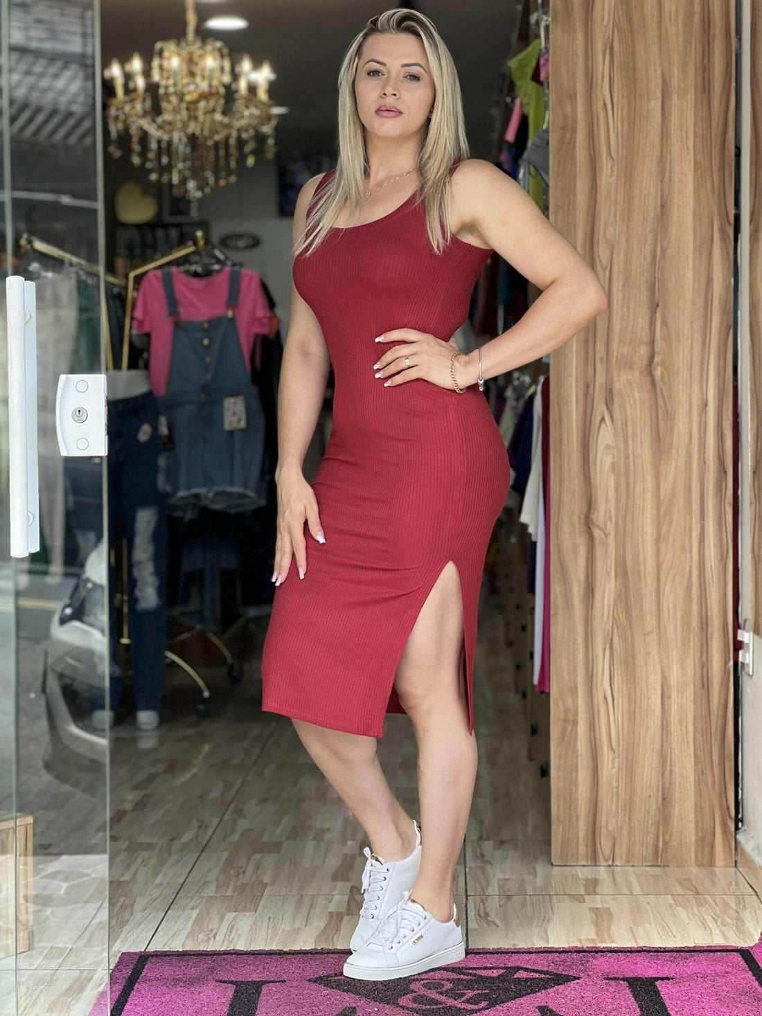 Vestido Canelado Preto One Shoulder - Leon Elegance