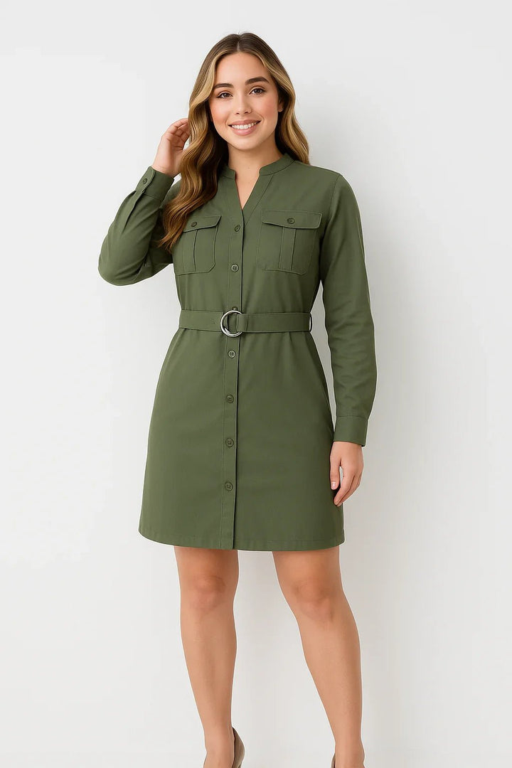 Vestido Chemise com Cinto - Leon Elegance