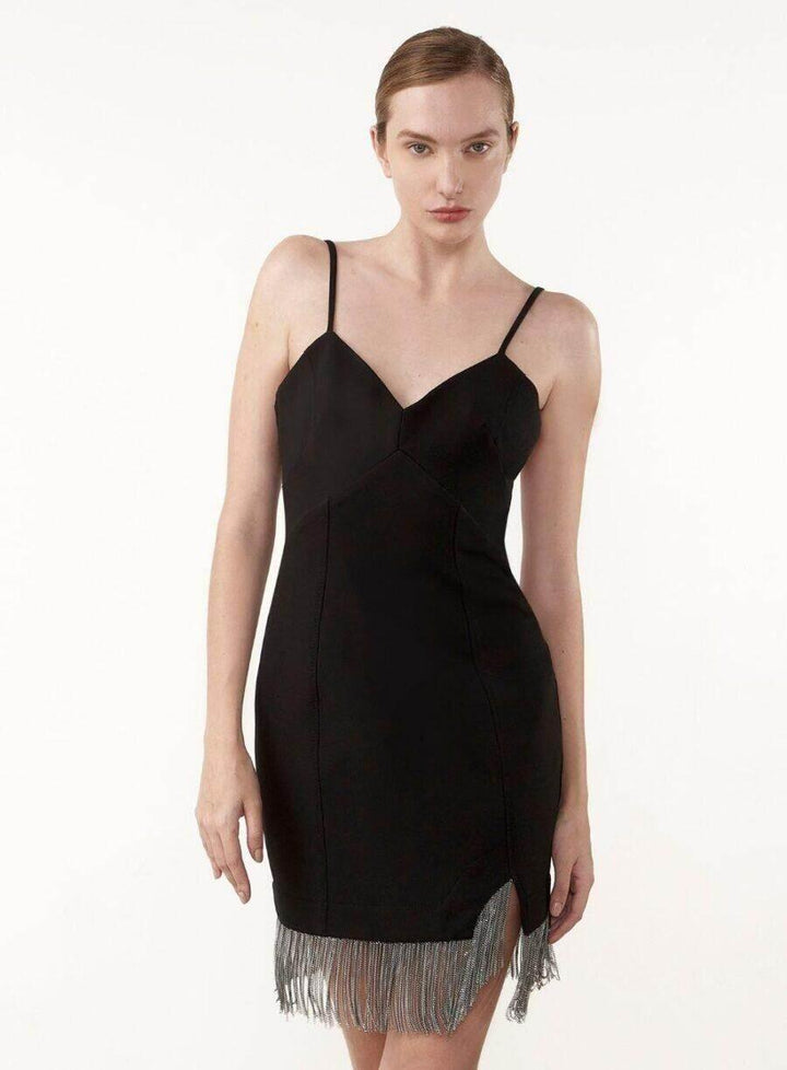 Vestido Curto Preto Tufi Duek com Franjas - Leon Elegance