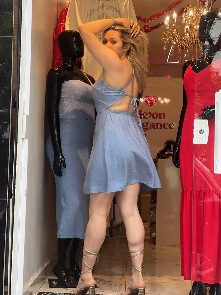 Vestido Feminino K2B Azul Claro com Alças Finas - Leon Elegance