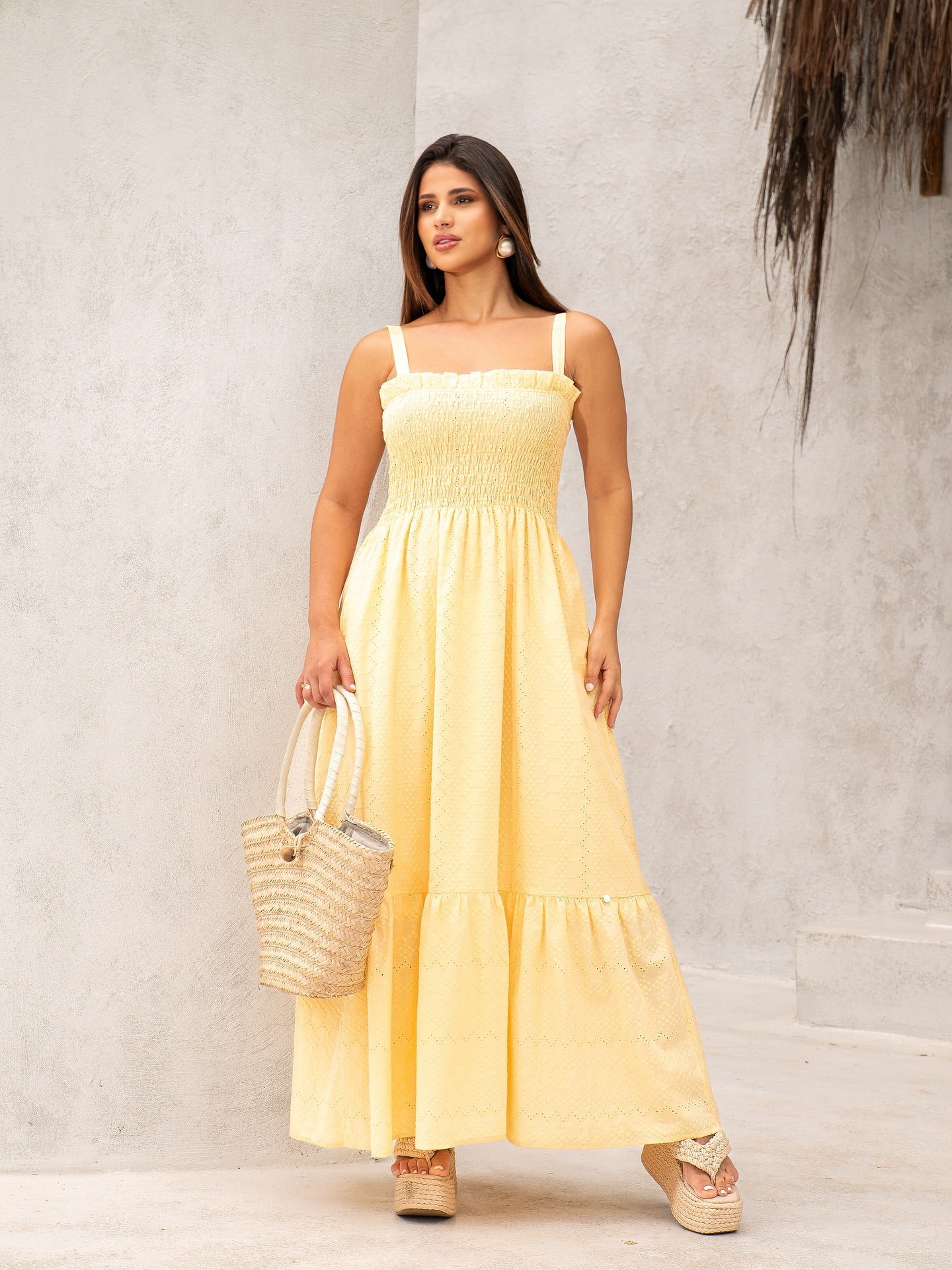 Vestido Longo Feminino com Lastex e Alças klepton - Leon Elegance