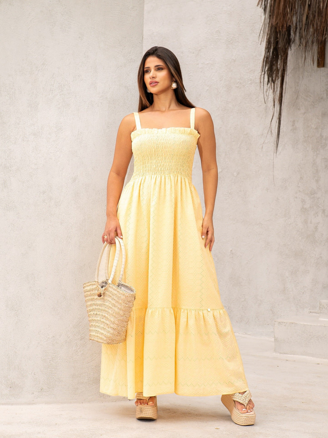 Vestido Longo Feminino com Lastex e Alças klepton - Leon Elegance